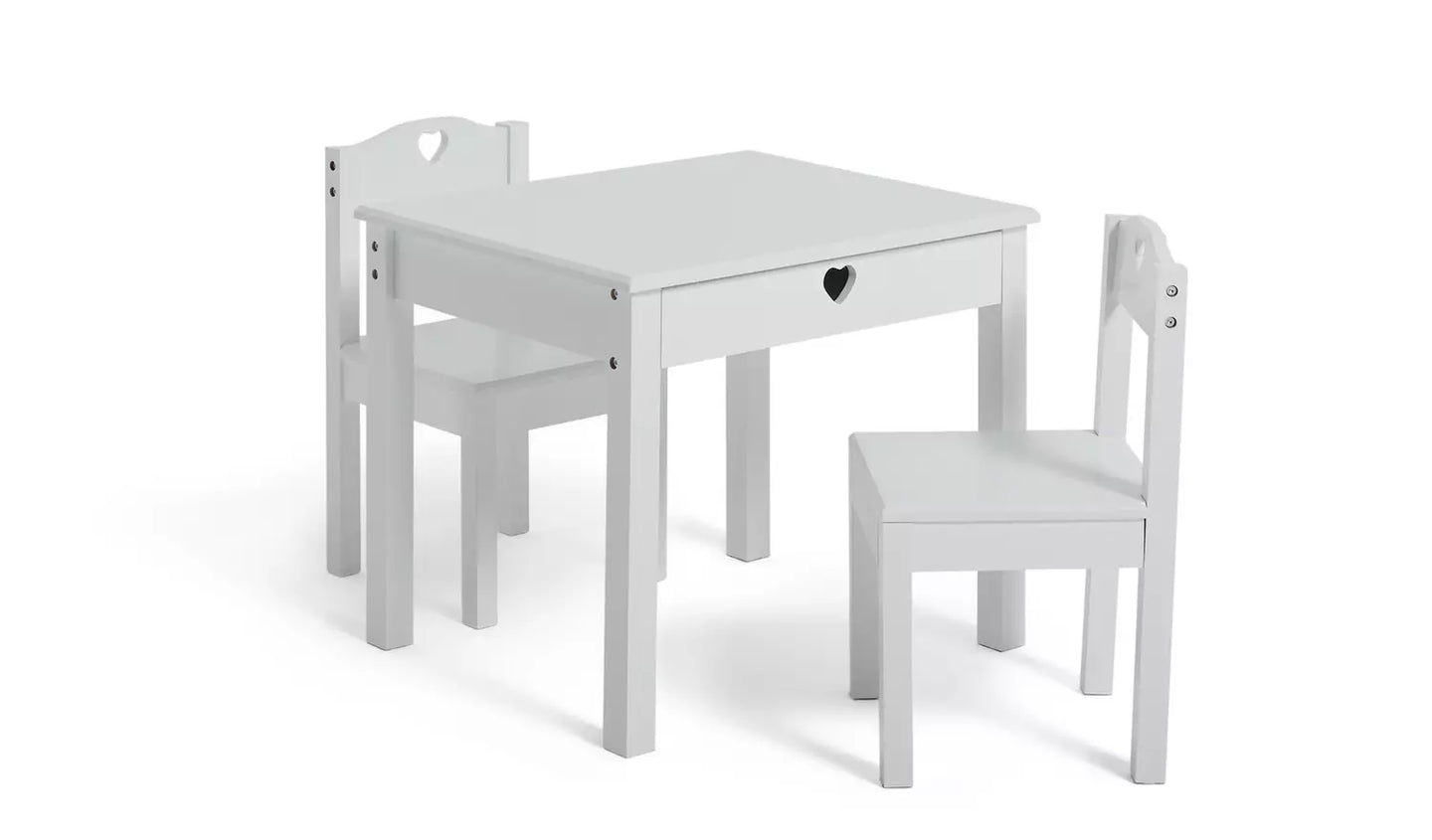 Assembled Mia Kids Table & 2 Chairs - White